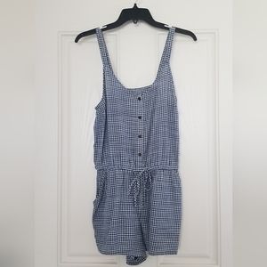 Navy Gingham Romper